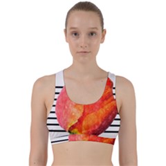 Tulip Watercolor Red And Black Stripes Back Weave Sports Bra by picsaspassion