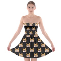 Funny Shiba Inu Dog Face Strapless Bra Top Dress