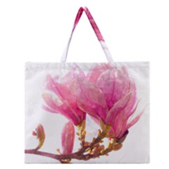 Magnolia Roze Aquarel Watercolor Zipper Large Tote Bag by picsaspassion