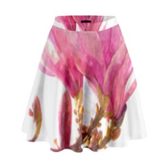 Magnolia Roze Aquarel Watercolor High Waist Skirt by picsaspassion