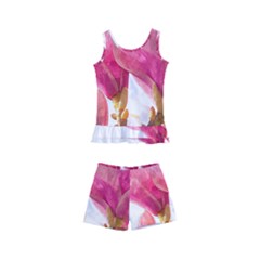 Magnolia Roze Aquarel Watercolor Kids  Boyleg Swimsuit by picsaspassion