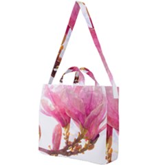 Magnolia Roze Aquarel Watercolor Square Shoulder Tote Bag by picsaspassion