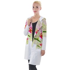 Phalenopsis Orchid White Lilac Watercolor Aquarel Hooded Pocket Cardigan by picsaspassion