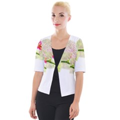 Phalenopsis Orchid White Lilac Watercolor Aquarel Cropped Button Cardigan by picsaspassion