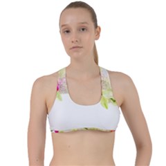 Phalenopsis Orchid White Lilac Watercolor Aquarel Criss Cross Racerback Sports Bra by picsaspassion