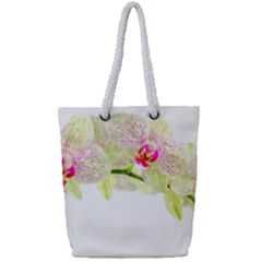 Phalenopsis Orchid White Lilac Watercolor Aquarel Full Print Rope Handle Tote (small) by picsaspassion