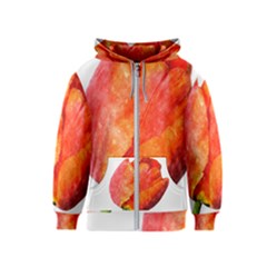 Spring Tulip Red Watercolor Aquarel Kids  Zipper Hoodie by picsaspassion