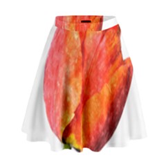 Spring Tulip Red Watercolor Aquarel High Waist Skirt by picsaspassion