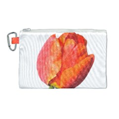 Spring Tulip Red Watercolor Aquarel Canvas Cosmetic Bag (large) by picsaspassion