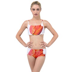 Spring Tulip Red Watercolor Aquarel Layered Top Bikini Set by picsaspassion