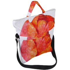 Spring Tulip Red Watercolor Aquarel Fold Over Handle Tote Bag by picsaspassion