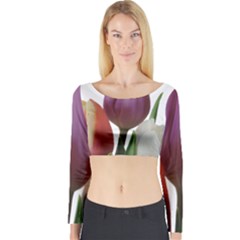 Tulips Spring Bouquet Long Sleeve Crop Top by picsaspassion