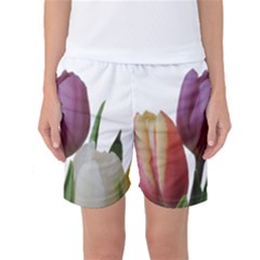 Tulips Spring Bouquet Women s Basketball Shorts by picsaspassion