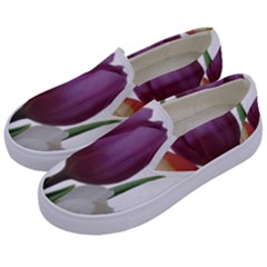 Tulips Spring Bouquet Kids  Canvas Slip Ons by picsaspassion