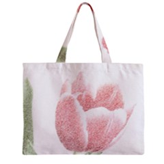 Tulip Red White Pencil Drawing Zipper Mini Tote Bag