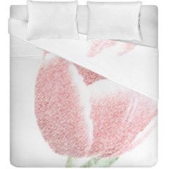 Tulip Red White Pencil Drawing Duvet Cover Double Side (king Size)