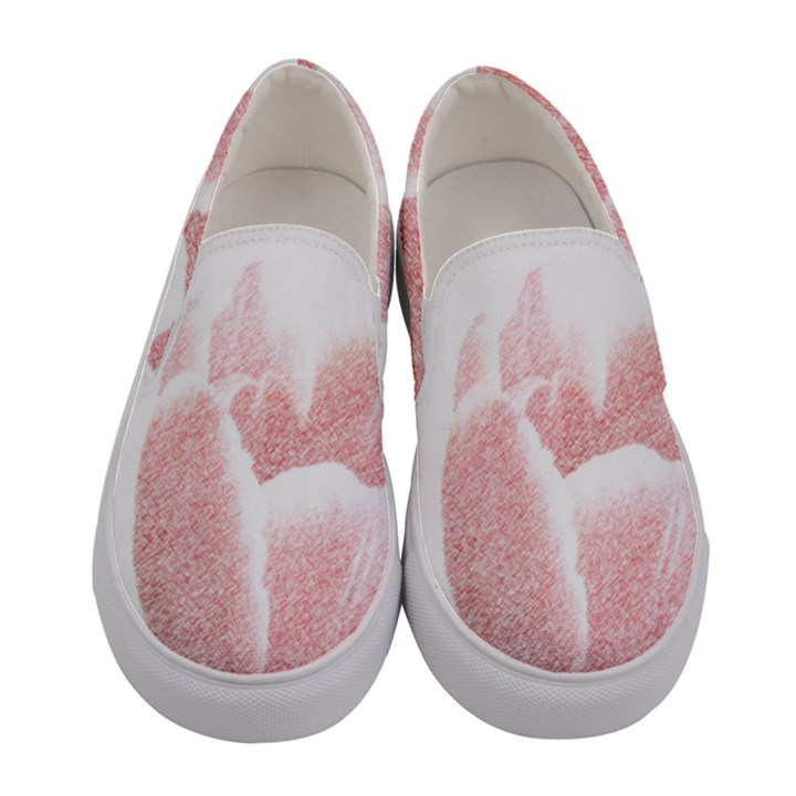 Tulip red white pencil drawing Women s Canvas Slip Ons