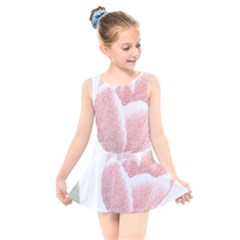 Tulip Red White Pencil Drawing Kids  Skater Dress Swimsuit