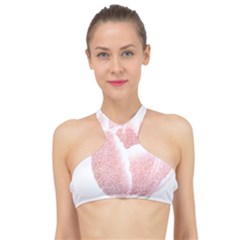 Tulip Red White Pencil Drawing High Neck Bikini Top by picsaspassion