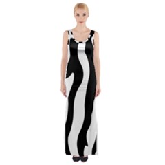 Wild Zebra Pattern Black And White Thigh Split Maxi Dress by picsaspassion