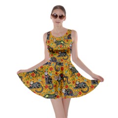 Calavera Cat Orange Skater Dress by trulycreative