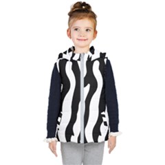 Wild Zebra Pattern Black And White Kids  Hooded Puffer Vest by picsaspassion