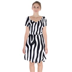 Wild Zebra Pattern Black And White Short Sleeve Bardot Dress by picsaspassion