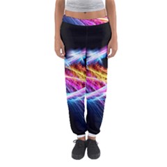Colorful Neon Art Light Rays, Rainbow Colors Women s Jogger Sweatpants
