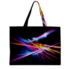 Colorful Neon Art Light Rays, Rainbow Colors Zipper Mini Tote Bag