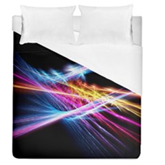 Colorful Neon Art Light Rays, Rainbow Colors Duvet Cover (queen Size) by picsaspassion