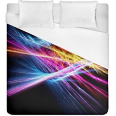 Colorful Neon Art Light Rays, Rainbow Colors Duvet Cover (king Size) by picsaspassion