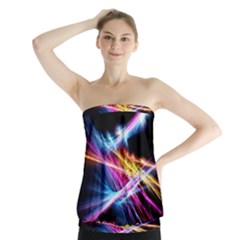 Colorful Neon Art Light Rays, Rainbow Colors Strapless Top by picsaspassion