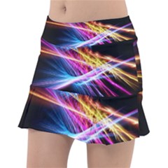 Colorful Neon Art Light Rays, Rainbow Colors Tennis Skorts by picsaspassion