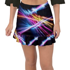 Colorful Neon Art Light Rays, Rainbow Colors Fishtail Mini Chiffon Skirt by picsaspassion