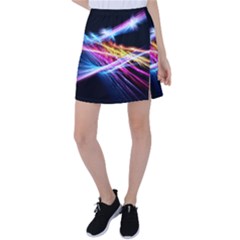 Colorful Neon Art Light Rays, Rainbow Colors Tennis Skirt by picsaspassion