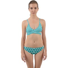 Background Pattern Colored Wrap Around Bikini Set