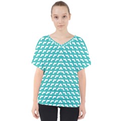 Background Pattern Colored V-neck Dolman Drape Top