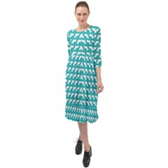 Background Pattern Colored Ruffle End Midi Chiffon Dress