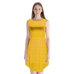 Background Polka Yellow Sleeveless Chiffon Dress  