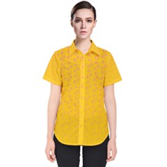 Background Polka Yellow Women s Short Sleeve Shirt