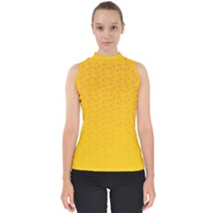 Background Polka Yellow Mock Neck Shell Top by HermanTelo