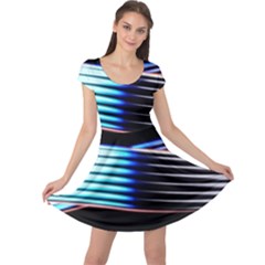 Motion Line Illustrations Cap Sleeve Dress