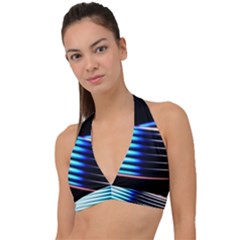 Motion Line Illustrations Halter Plunge Bikini Top