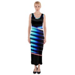Motion Line Illustrations Fitted Maxi Dress
