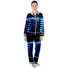 Motion Line Illustrations Satin Long Sleeve Pyjamas Set