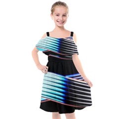 Motion Line Illustrations Kids  Cut Out Shoulders Chiffon Dress