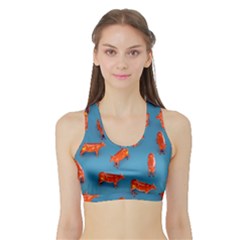 Illustrations Cow Agriculture Livestock Sports Bra With Border by HermanTelo