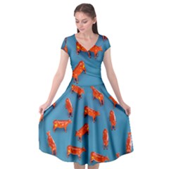 Illustrations Cow Agriculture Livestock Cap Sleeve Wrap Front Dress