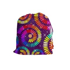 Abstract Background Spiral Colorful Drawstring Pouch (large) by HermanTelo