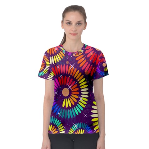 Abstract Background Spiral Colorful Women s Sport Mesh Tee by HermanTelo